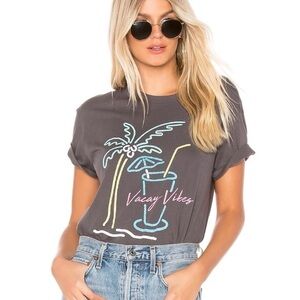 Show Me Your MuMu Vacay Vibes Graphic Crop Tee Shirt Large Grey